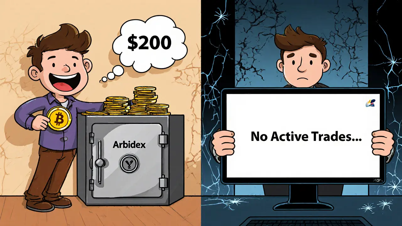 Split scene: 2018 trader dreams of profit, 2025 trader faces an empty screen with a worthless token.