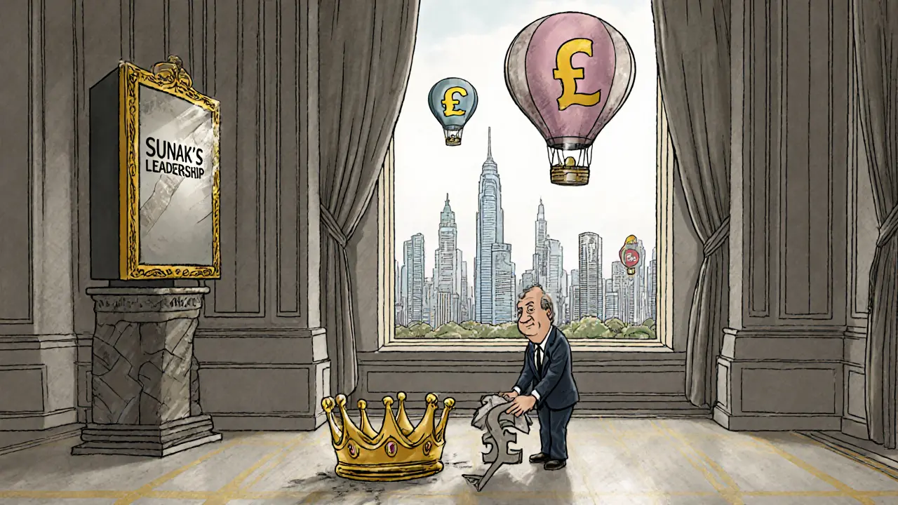 An empty throne for UK crypto leadership, with a lone officer struggling to maintain broken systems while startups leave.