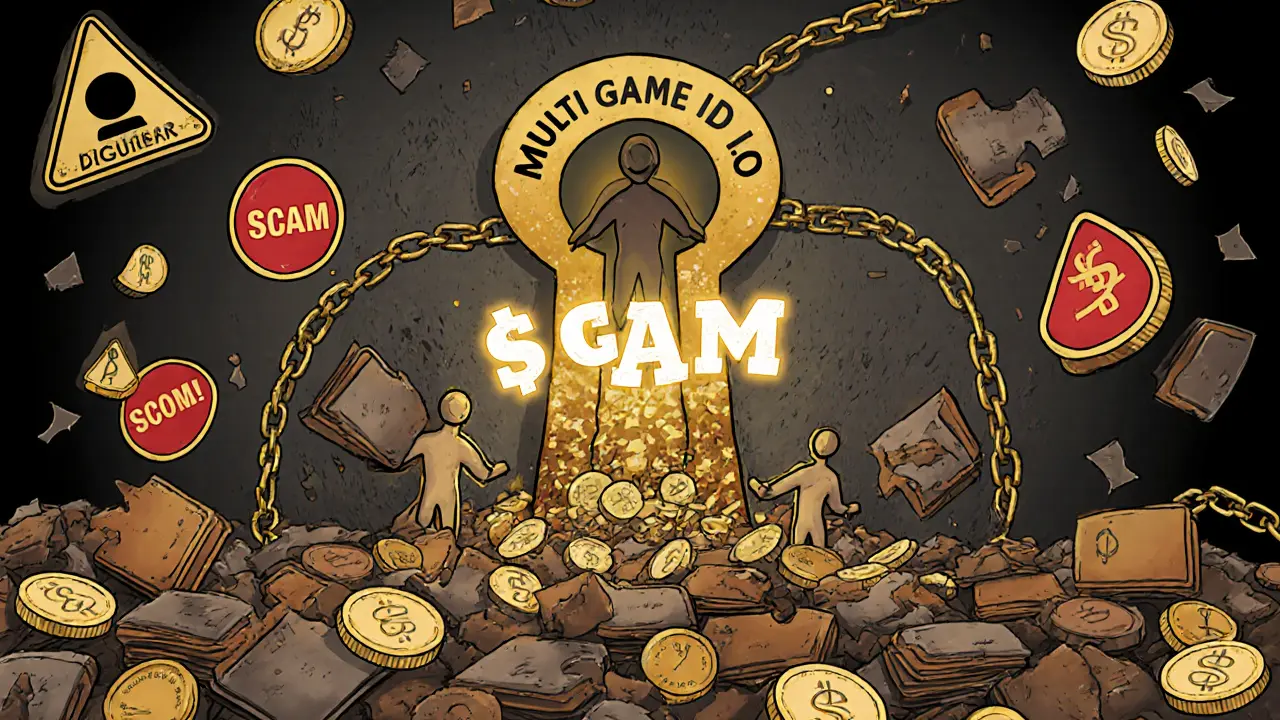 Hundreds of wallets trying to enter a tiny keyhole labeled &#039;Multigame IDO&#039;, only five succeed.