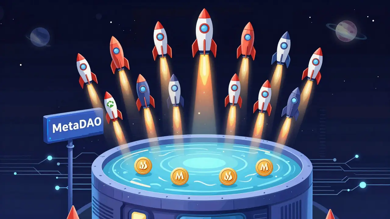 27 crypto projects launch from MetaDAO's platform, supported by an automated liquidity pool that stabilizes token prices.