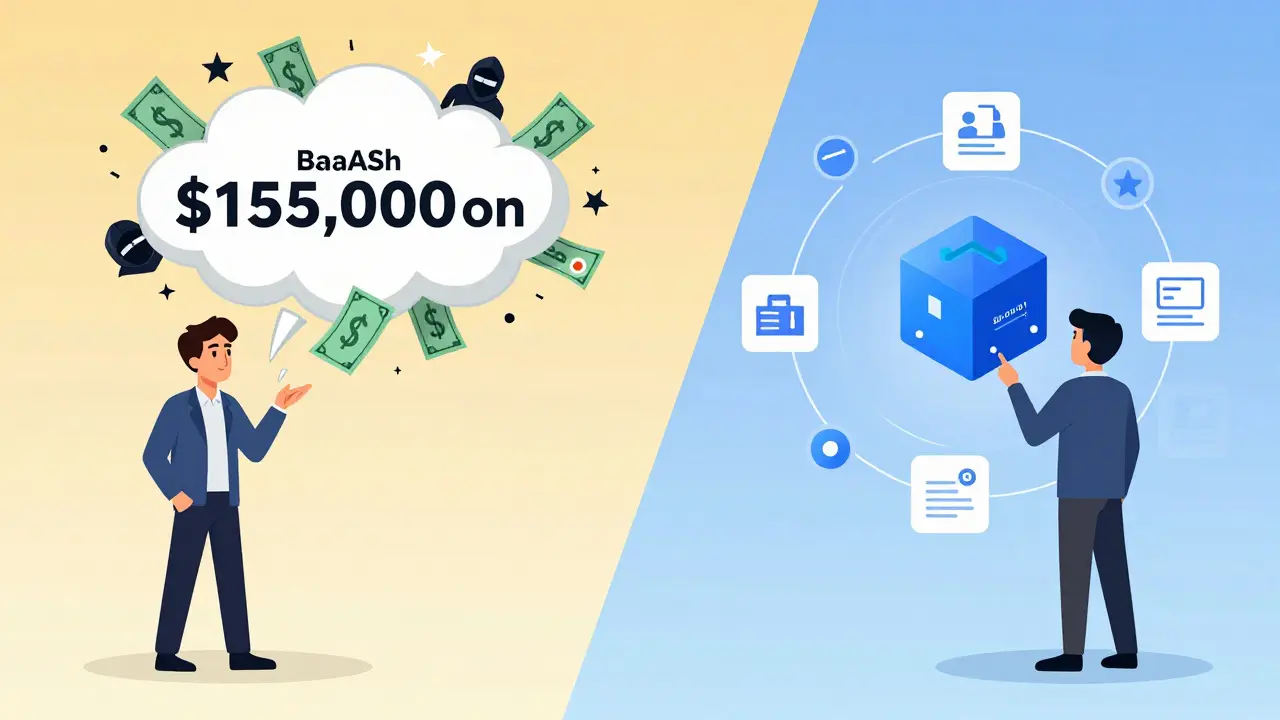 Contrasting paths of risky low-cost BaaS plan vs. secure, low-fee blockchain choice.
