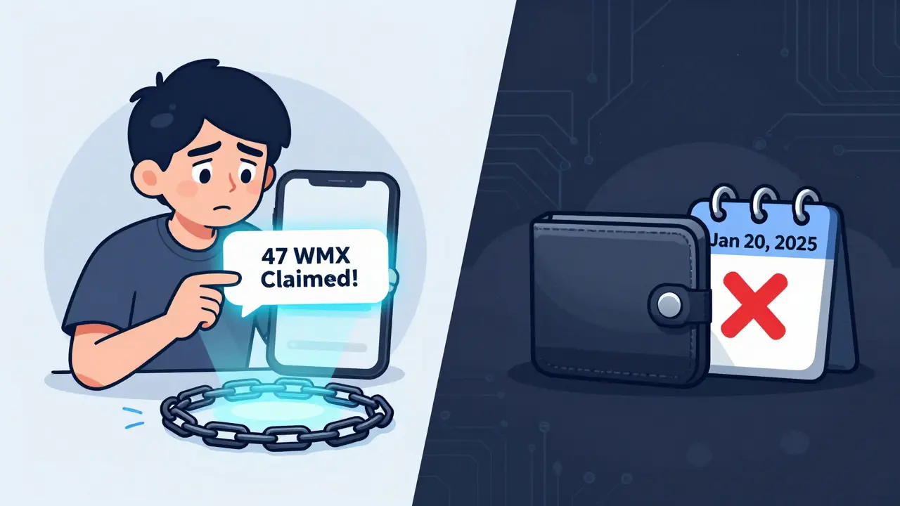 A user sees a claim notification on their phone while another wallet remains inactive beside a marked calendar.