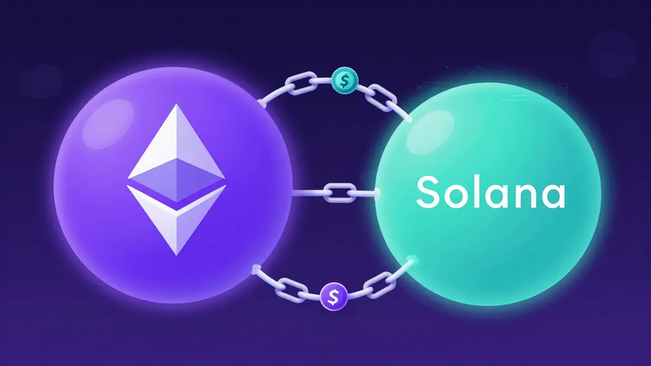 Abstract network connecting two blockchain spheres