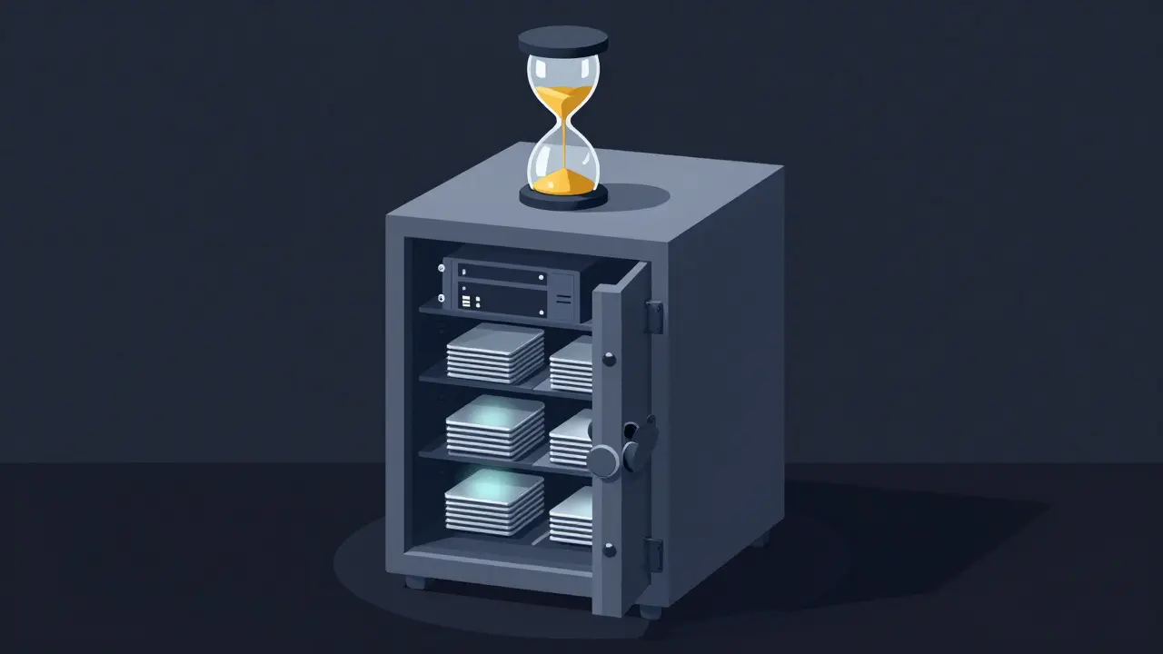 Server safe opening automatically as hourglass timer depletes