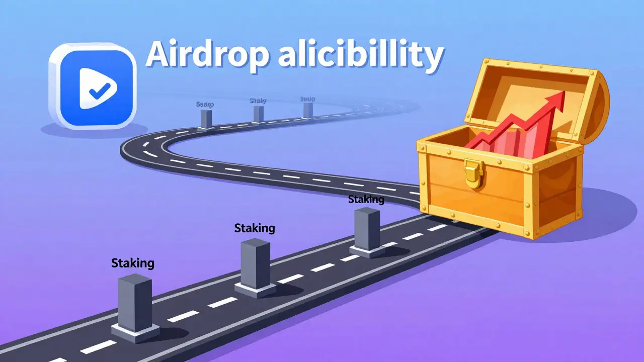 Timeline showing user activity path to token reward.