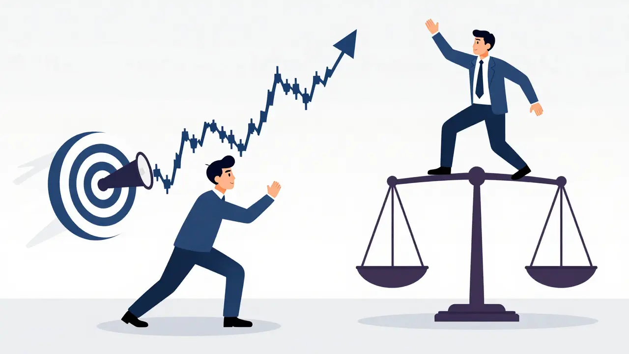 Trader aiming at a moving target representing price slippage.