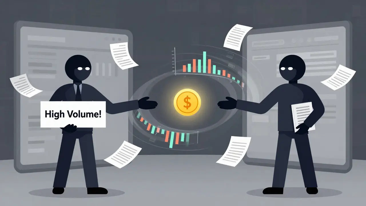 Illustration showing fake wash trading loop