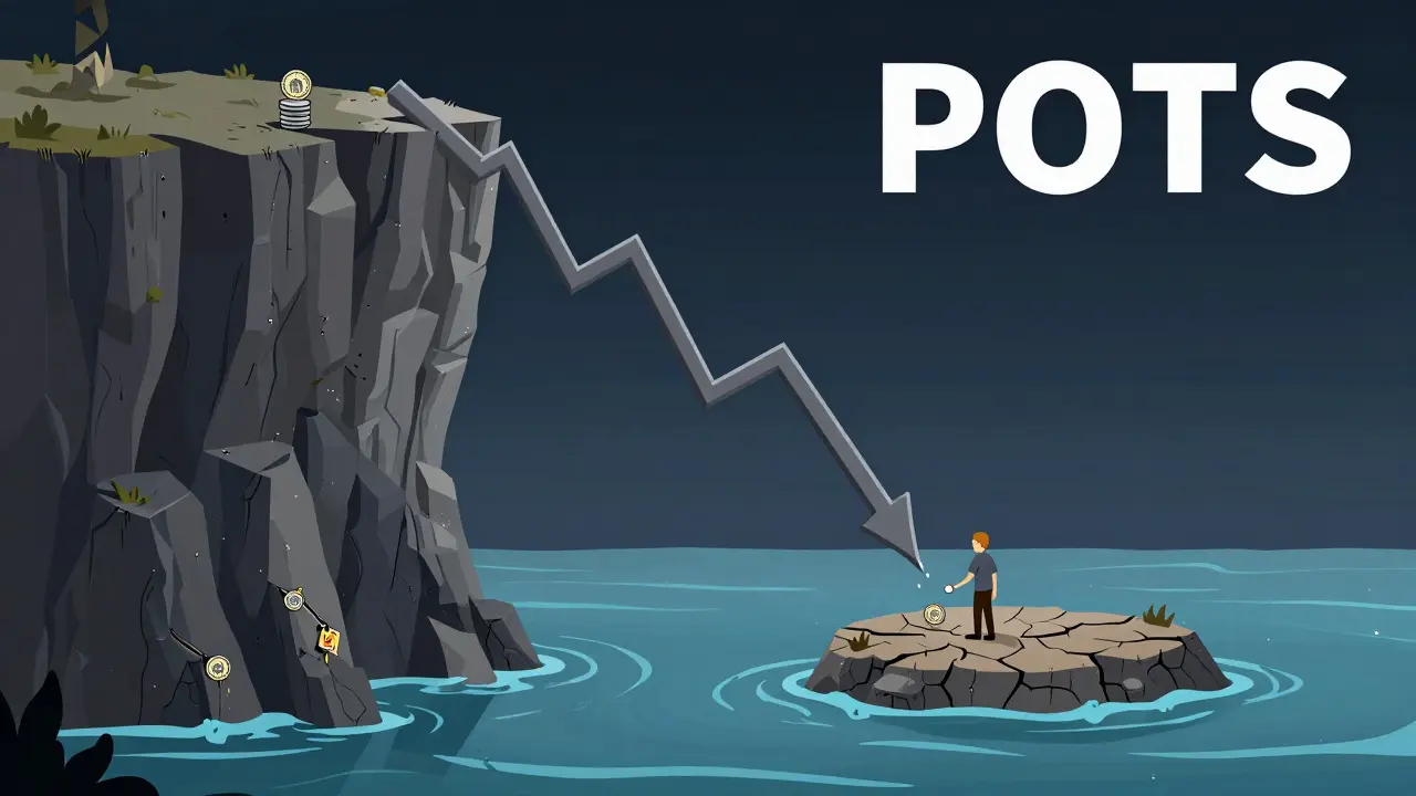 Illustration showing low liquidity and price crash risk for POTS token.