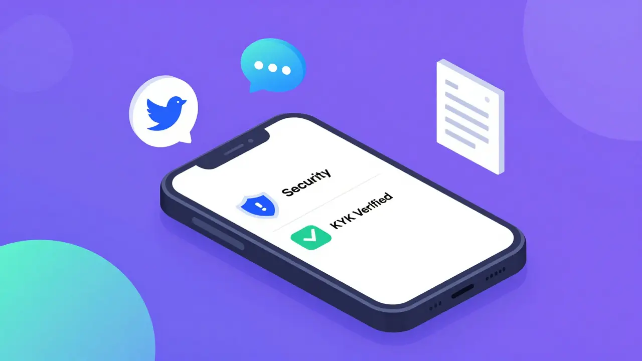 Cartoon smartphone showing wallet setup and verification steps