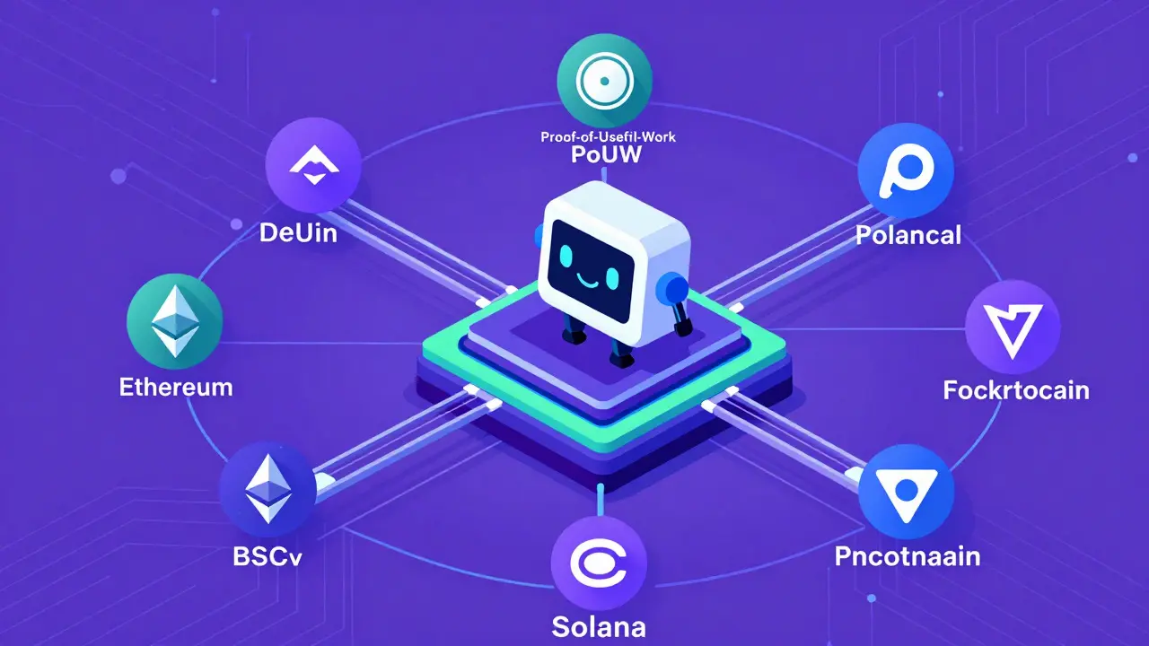 Illustration of Flux Protocol's cross-chain bridges and AI processing capabilities.