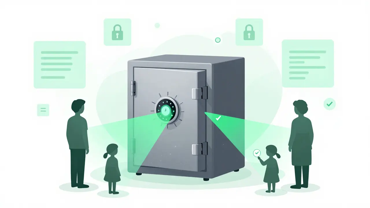 Secure digital vault granting conditional access to specific family members