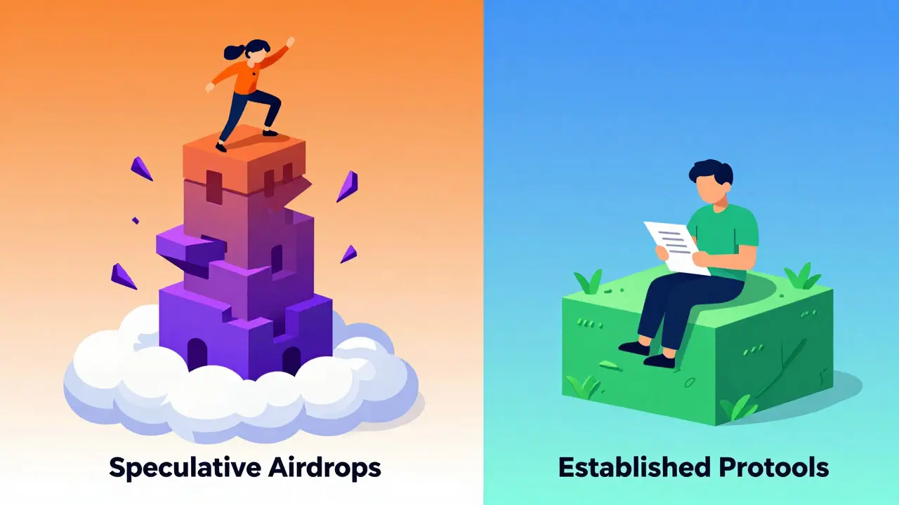 Comparison of risky airdrops vs safe crypto foundations