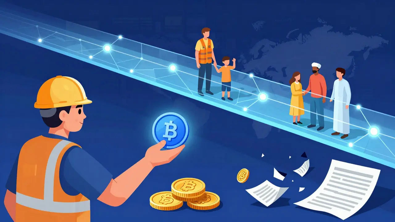 Digital bridge illustrating low-cost crypto remittances between Dubai and Lahore
