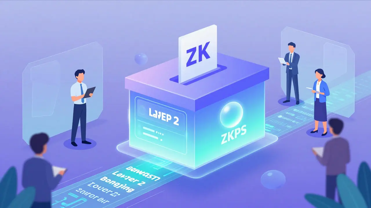 Futuristic private voting system using zero-knowledge proofs and fast layer 2 tech.