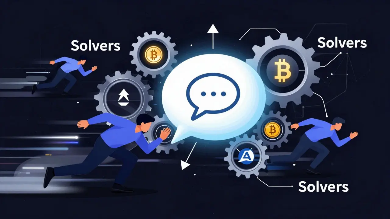 Network of solvers optimizing crypto transactions