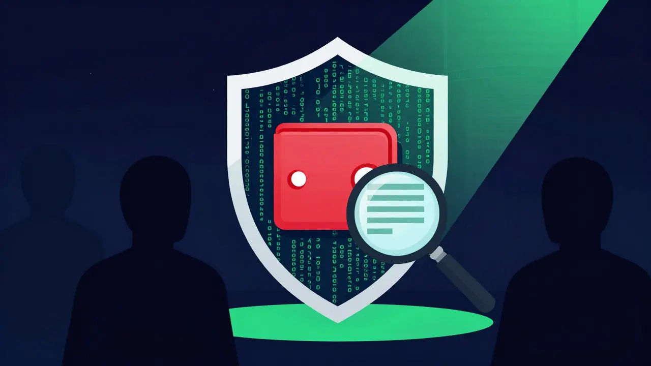 Shield protecting a wallet from scam bots and fraud