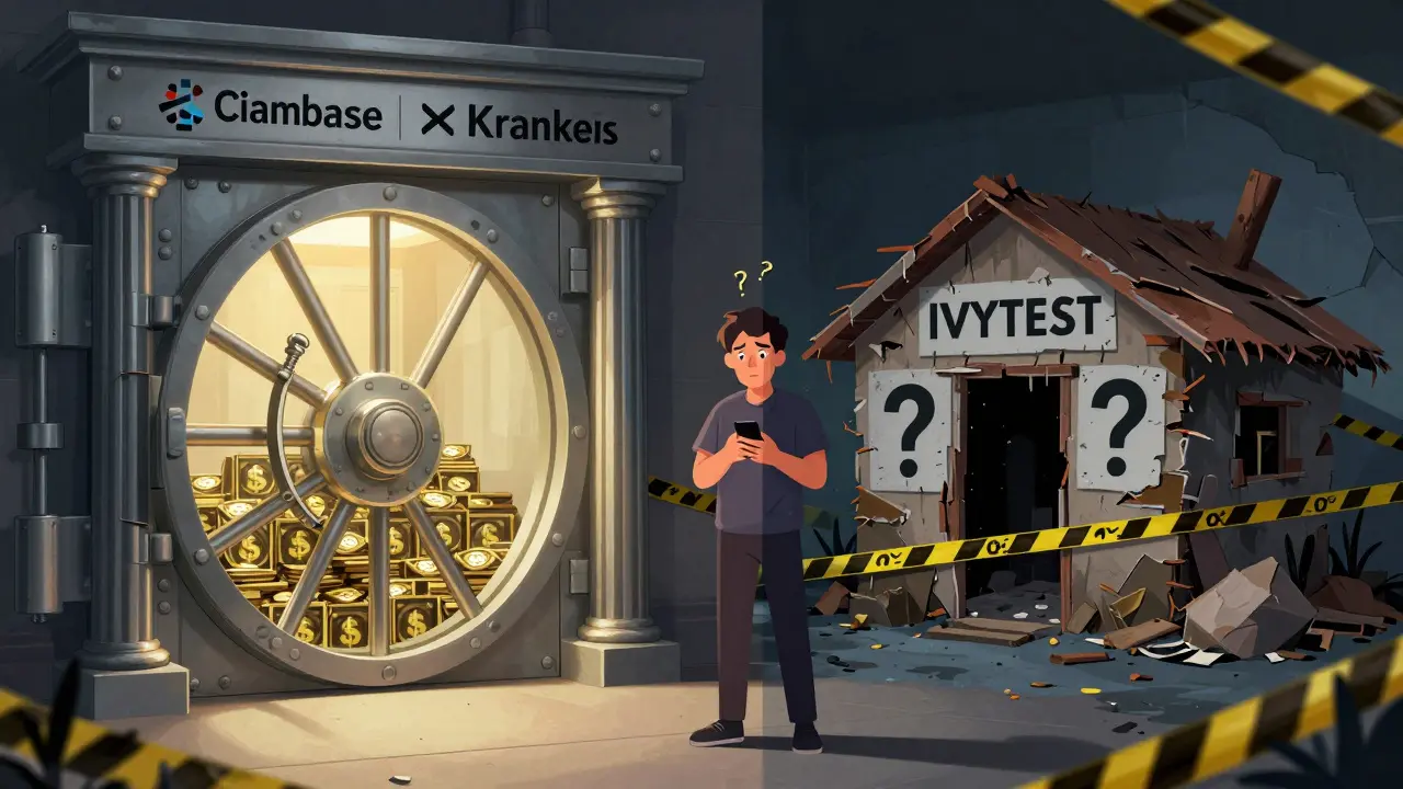 Split view comparing a secure vault to a rickety shack for crypto safety