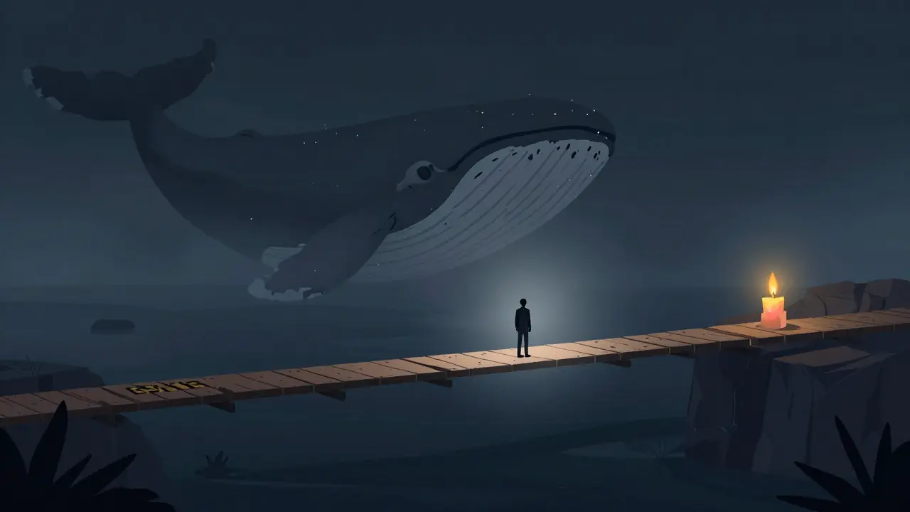 Trader on fragile bridge symbolizing low liquidity risk