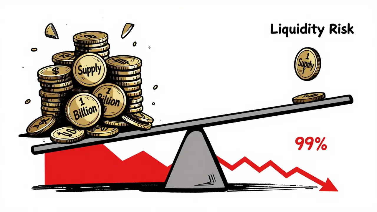 Unbalanced scale showing supply discrepancies and plummeting price graph