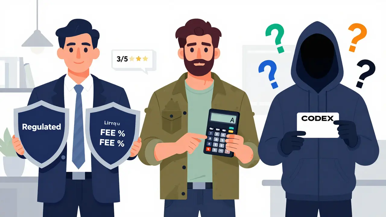 Comparison illustration showing transparent vs opaque features of major crypto exchanges versus CODEX.