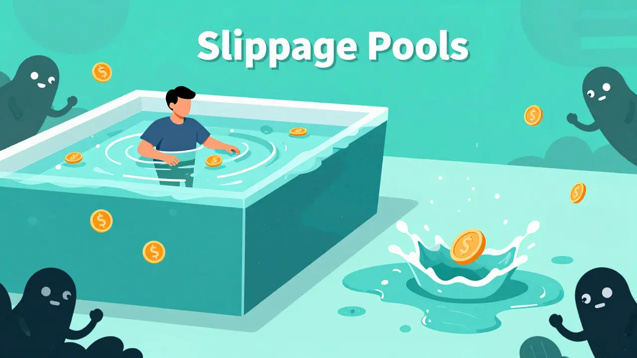 Conceptual art showing slippage and liquidity pools