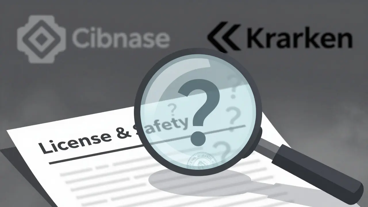 Magnifying glass revealing vague details on a safety license document, symbolizing regulatory opacity.