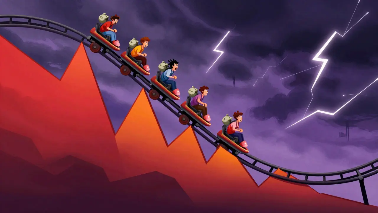 Rollercoaster price chart crashing down with investors