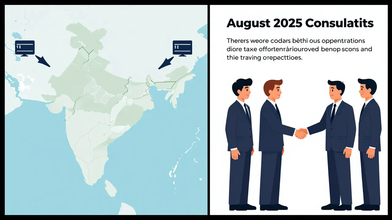 Split image of offshore trading migration and regulator talks
