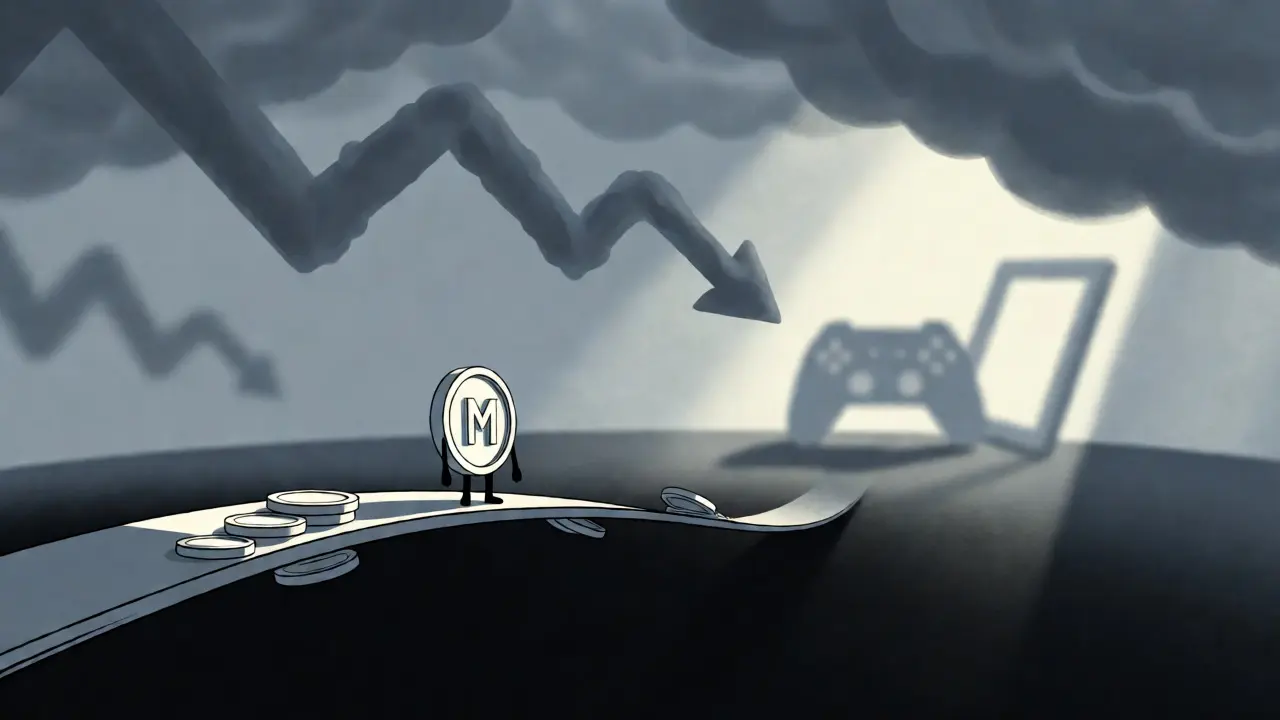Conceptual art showing a volatile market environment with scarce token supply and uncertain future.