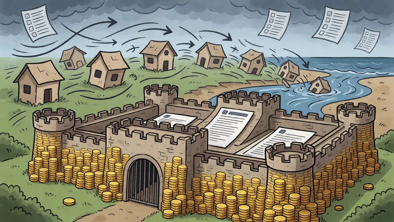 Fortified exchange castle versus collapsing unlicensed exchange houses