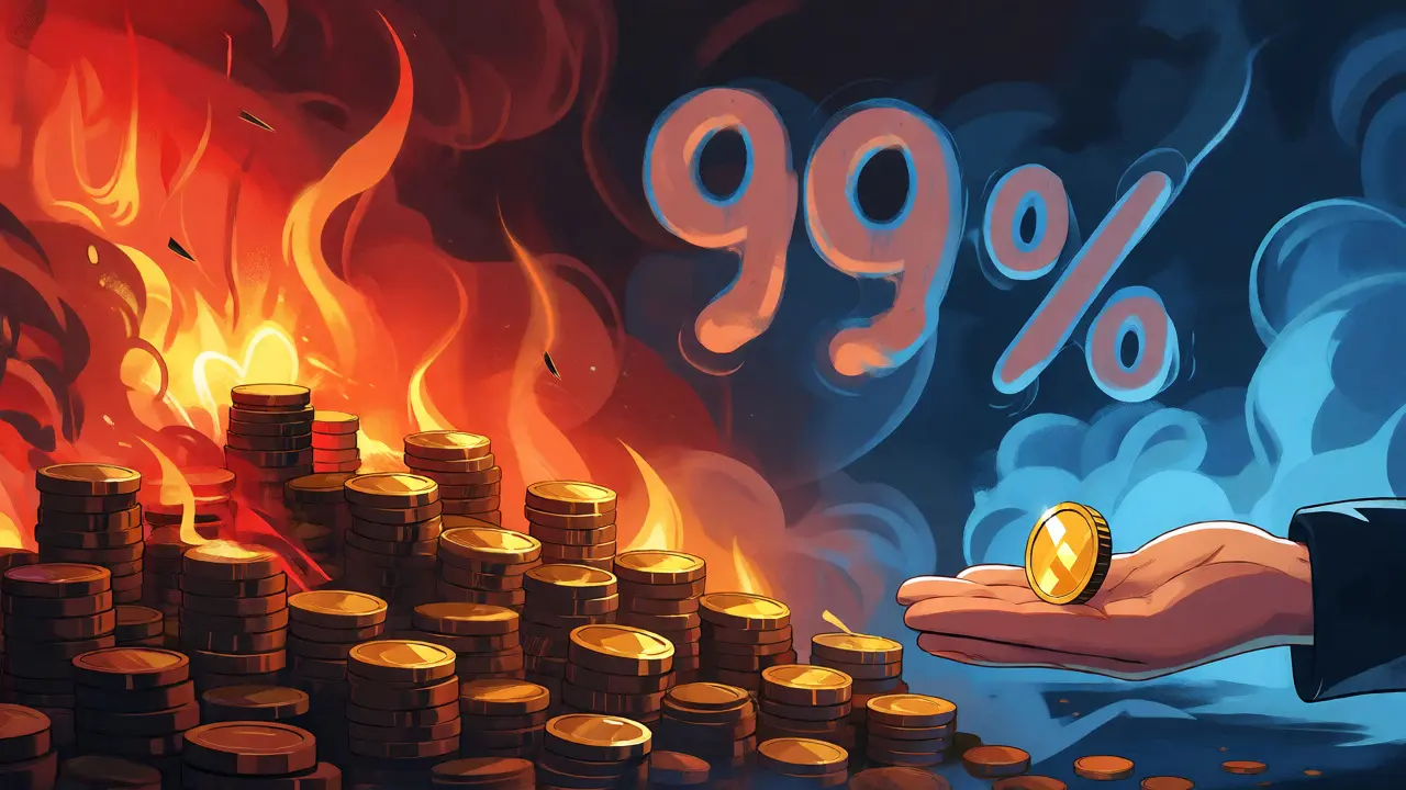 Illustration of massive token burn leaving minimal supply