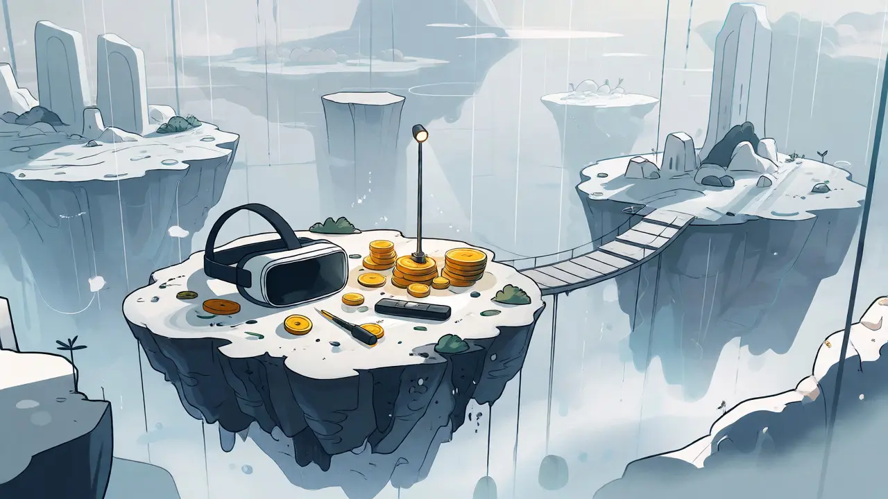 Isolated FLyECO ecosystem island floating in a digital void
