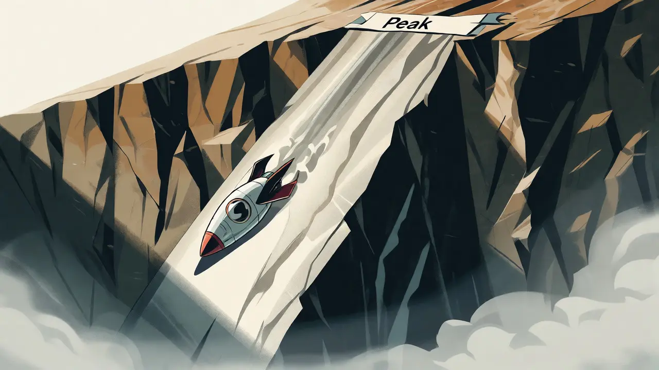 Rocket sliding down cliff representing 99% price drop from all-time high