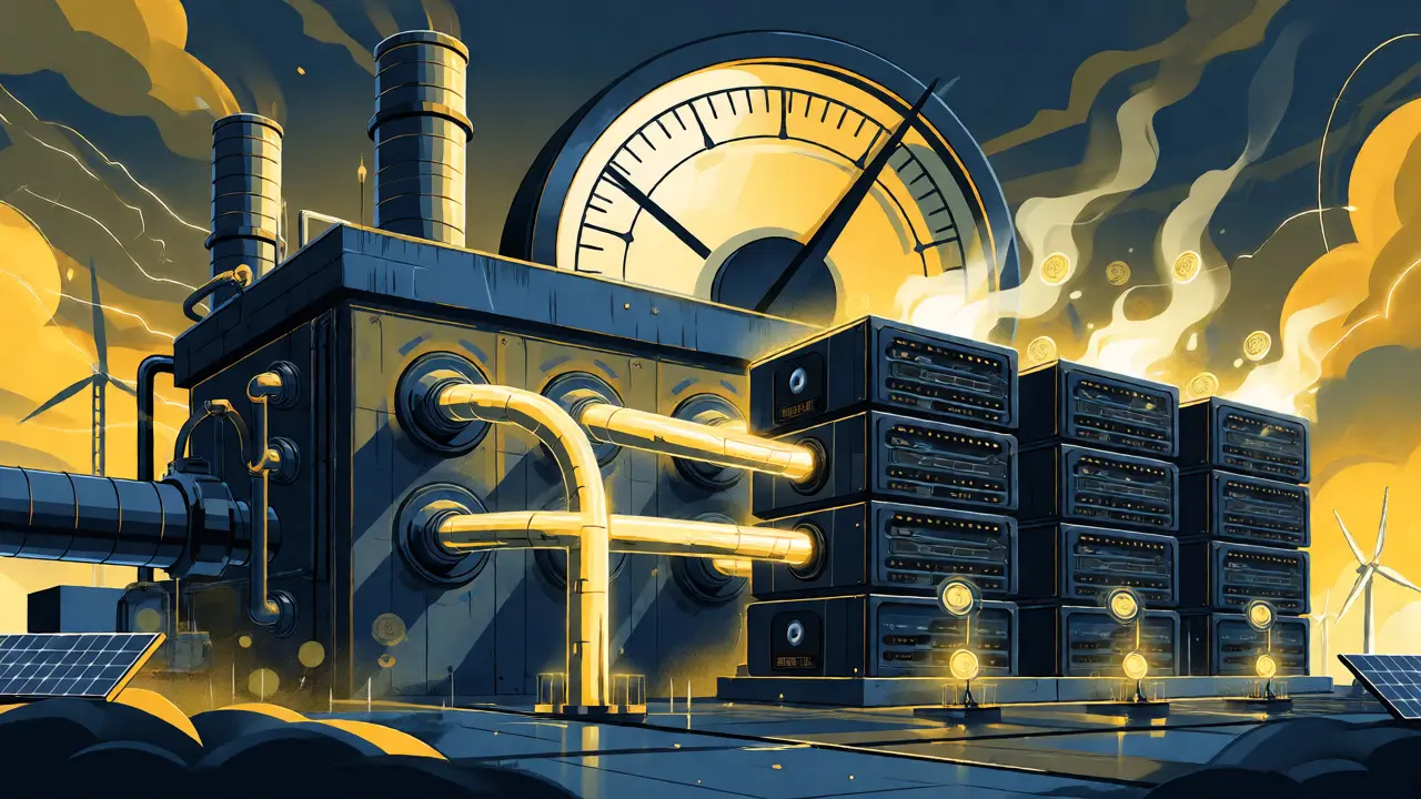 Power plant supplying electricity to Bitcoin mining servers