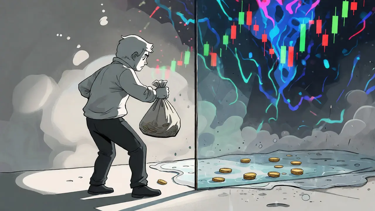 Trader facing a thin liquidity barrier amidst distant market chaos