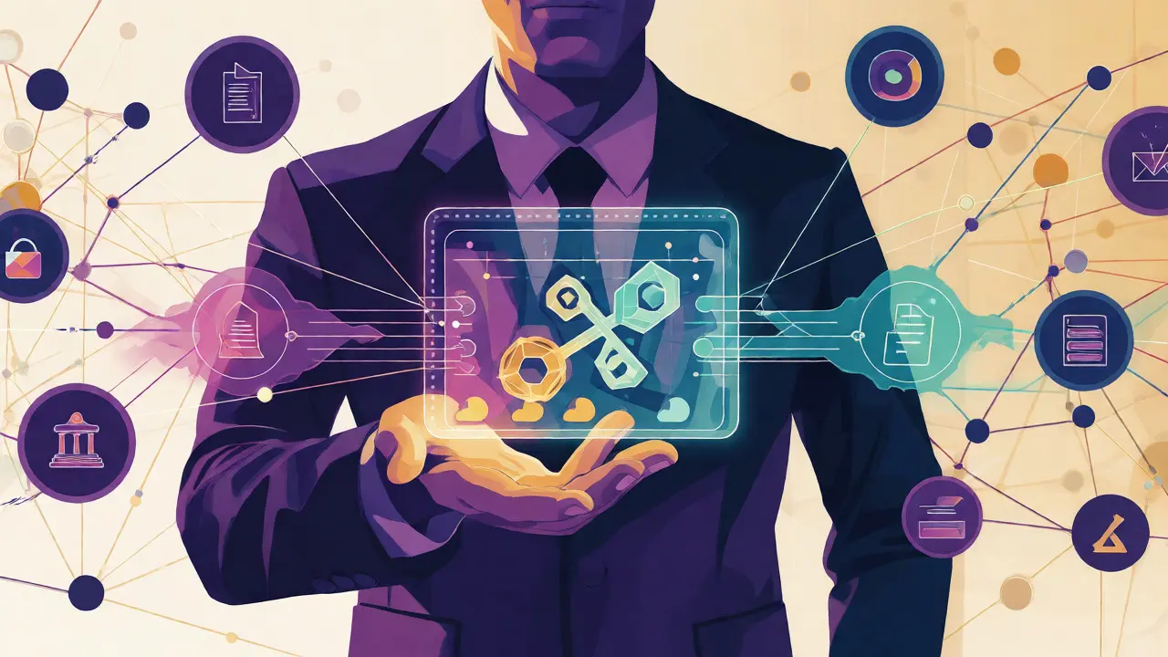 User controlling identity via blockchain digital wallet